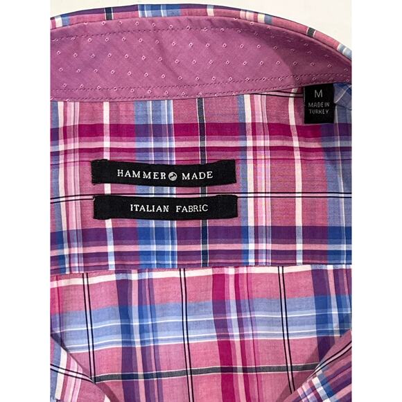 Hammer Made Short Sleeve Button Up Plaid Shirt Men's Medium Designer Details - Picture 7 of 11
